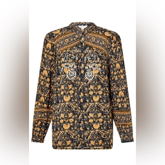 Monsoon Ariel heritage print embroidered top black blouse - Picture 7 of 10